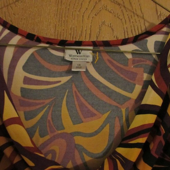 WORTHINGTON WOMEN'S STRETCH BANDED BOTTOM SLEEVELESS DRAPE NECKLINE SHIRT 1X-EUC - Picture 6 of 7